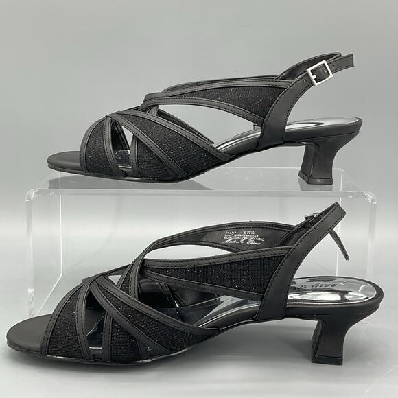 NEW Easy Street Women’s Tristen Dance Flex Outsole Sandals Black Size 6WW - Picture 2 of 10